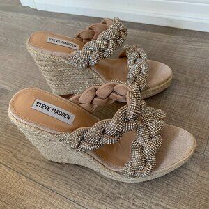 Steve Madden Rhinestone Wedges perfect for Summer! Basically brand new! Size 8.